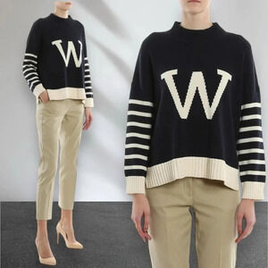 NEW WEEKEND MAX MARA Moresca Crewneck Sweater Navy White Striped Size S